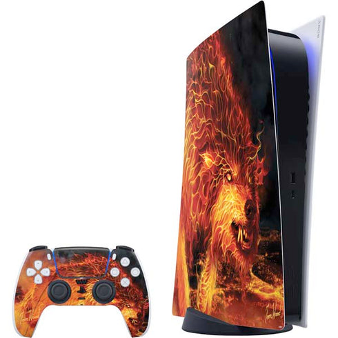 Fire Stalker Wolf by Tom Wood PlayStation PS5 Skins